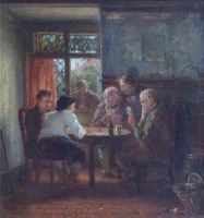 Lot 567 - Thomas Webster, The card players, oil.
