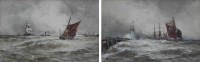 Lot 579 - F.H. Mason, Coastal scenes with shipping, watercolour (2).