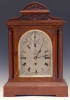 Lot 609 - Oak bracket clock by Dent, 61 The Strand, London.