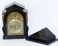Lot 612 - Ebony veneered bracket clock