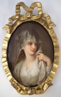 Lot 180 - German porcelain oval plaque probably KPM