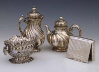 Lot 273 - Pair of German silver tea and coffee pots, German