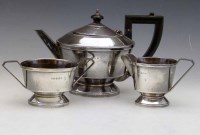 Lot 286 - Art Deco 3-piece silver tea set by A.L.D.
