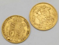 Lot 302 - Two gold half sovereigns.