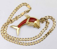 Lot 331 - Gold chain with diamond pendant.