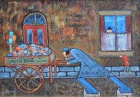 Lot 411 - Albert Barlow, The Backyard Draper, acrylic.