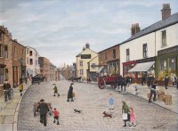 Lot 415 - Tom Dodson, The High Street, Clitheroe, oil.