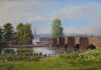 Lot 430 - Larry Feather, Bakewell Bridge, acrylic.