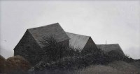 Lot 431 - Jack Simcock, Buildings and a wall, oil.