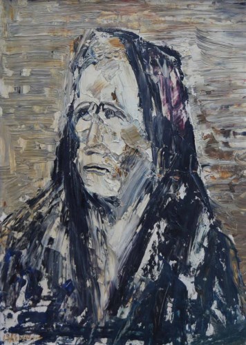 Lot 447 - J.L. Isherwood, Shawl Woman, oil on board.