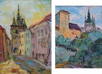Lot 465 - Father Nagy, Dracula's House, oil (2), together with two others (4).