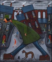 Lot 473 - Albert Barlow, Somewhere in Stockport, acrylic.