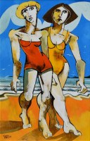 Lot 492 - Geoffrey Key, Seaside Promenade, oil.