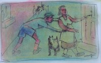 Lot 506 - John Thompson, Cheeky Lad, mixed media.