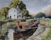 Lot 512 - Donald Lewis Rayner, Lock Repairs, Marple, watercolour.