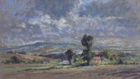 Lot 513 - James Longeuville, Landscape near Upton Magna, Shropshire, pastel.
