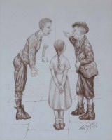 Lot 523 - Tom Dodson, The Argument, pencil.