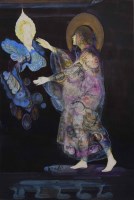 Lot 529 - Katie Blackmore, Standing female figure, ink and gouache.