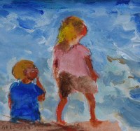 Lot 532 - Sue Atkinson, What Can You See?, Runswick Bay, gouache.