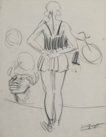 Lot 544 - Dame Laura Knight, Circus performer, charcoal.