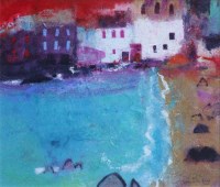 Lot 545 - Caroline Bailey, Town Beach, Naoussa, mixed media.