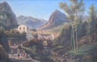 Lot 577 - Continental School, 19th century, Italian mountain village, oil.