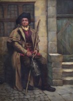 Lot 582 - Laura Swainston, The Nightwatchman, oil.