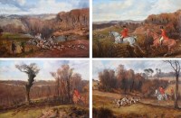 Lot 583 - J.A. Wheeler, Hunting scenes, oil (4).