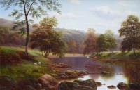 Lot 584 - William Mellor, On The Wharfe, Bolton Wood, Yorkshire, oil.