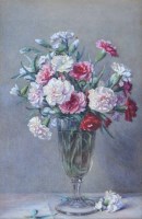 Lot 591 - Richard Sebright, Carnations, watercolour.
