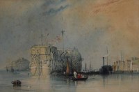 Lot 597 - W. Clarkson Stanfield, The Hulk, watercolour.