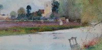 Lot 601 - Thomas Mackay, Lavender gatherers in Norfolk, watercolour.