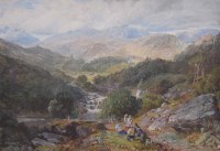Lot 605 - David Cox Juniour, View of Snowdon and The Glyders from above Capel Curig, watercolour.
