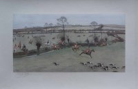 Lot 615 - After Cecil Aldin, Hunting scene, signed lithograph.