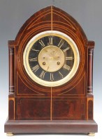 Lot 638 - Lancet topped bracket clock with French movement.