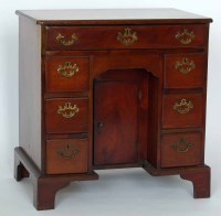 Lot 654 - George III mahogany knee hole desk (former