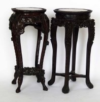 Lot 687 - Two Chinese hardwood jardinière stands