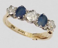 Lot 282 - 18ct gold and platinum five-stone dimaond and