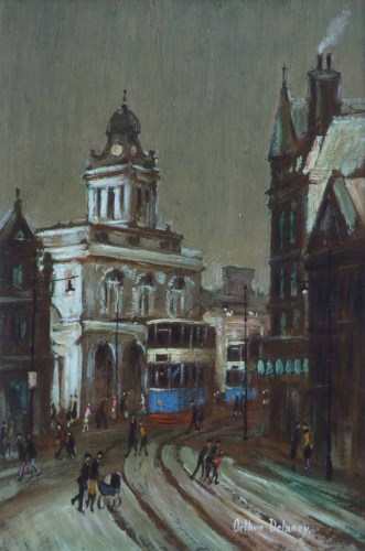 Lot 306 - Arthur Delaney, High Street, Sheffield, oil.