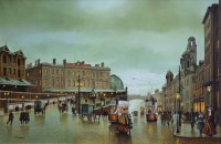 Lot 311 - Steven Scholes, London Road Station, Manchester, oil.