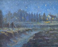 Lot 320 - Reg Gardner, Starlight over The Heads, River Wyre, Fylde, oil.