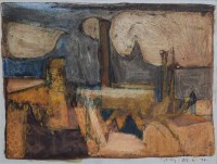 Lot 351 - Geoffrey Key, Townscape, mixed media.