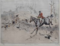 Lot 369 - Five signed Tom Carr hunting etchings (5).