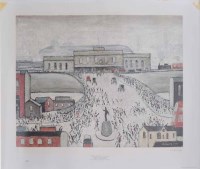 Lot 372 - After L.S. Lowry, Station Approach, signed print.