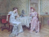 Lot 386 - G.G. Kilburne, Afternoon Tea, watercolour.