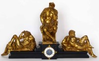 Lot 395 - Victorian marble mantel clock.