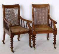 Lot 430 - Pair of Victorian mahogany bergere library chairs