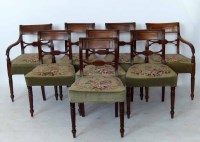 Lot 435 - Set of eight mahogany dining chairs (6+2).