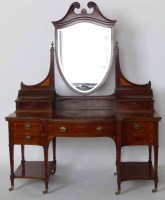 Lot 474 - Edwardian mahogany + inlaid dressing table