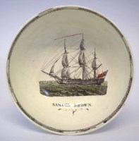 Lot 72 - Creamware bowl circa 1800,   the interior printed